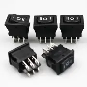5PCS RL3-10 Black 6Pin DPDT ON-OFF-ON 3 Position Latching Mini Rocker Switch