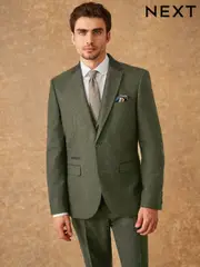 Green Slim Fit Trimmed Donegal Suit: Jacket (D49832) | $200