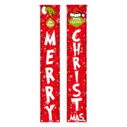Christmas Porch Sign Door Banner Decoration Hanging Sign Flag for Home Indoor Outdoor Wall -Christmas hat