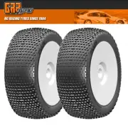 NEW GRP 1:8 Buggy PLUS B Medium Mounted Tires w/WHT Wheel 2 F/R FREE US SHIP