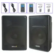 2Pcs 15 Inch PA Active Powered Speakers Audio Karaoke Bluetooth DJ Loudspeakers