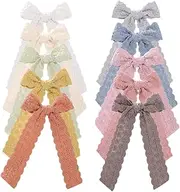 FESTFIT 10Pcs Hair Bows Hair Clip Hair Ribbon Long Ponytail Holder Accessories Slides Clips Hair Bow for Women Girls Toddlers Teens Kids