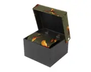 NWT OXFORD BLUE BOX WITH pure silk TIE & CUFFLINKS green pheasants England