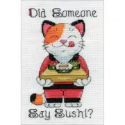 DIY Design Works Say Sushi Cat Counted Cross Stitch Kit 5x7