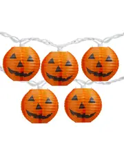 Northlight 10ct Jack-O-Lantern Paper Lantern Halloween Lights
