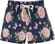 [RPLIFE] Boys Swim Trunks, Anti Chafe Swim Trunks for Boys 2 T, Pink Peonies