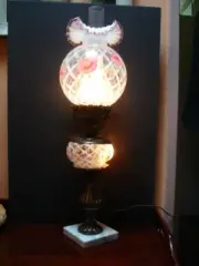 Fenton Lamp Crest Trellis Optic PINK Hand PAINTED Sign, GWTW
