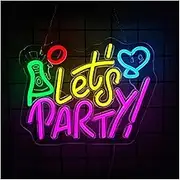 Sign Lamp "Let's Party"Neon Sign, LED Lights USB Dimmer Switch For Bar Wall Art Decor For Bachelorette, Engagement Party 35cmх27.5cm