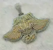 4.00Ct Round Cut Real Moissanite Customized Men's Pendant 14K Two Tone Plated