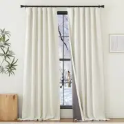 Thick Faux Linen 100% Blackout Curtains for W50 x L84 100% Blackout| Natural