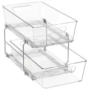 2 Tier Basket Drawer Cabinet Pull-Out Organizer, Clear