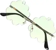 [OATIPHO] Sunglasses Vintage Glasses Rimless Eyeglasses s Disco Glasses Flame Glasses s Disco Costume Metallic Glasses Stylish Glasses Hawaiian Glasses Rimless Glasses Green