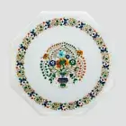30" white Marble Table Top dining coffee side inlay malachite antique Decor p11