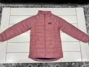 NEW Girls XL 14 Patagonia Drop Tail Down Sweater Jacket Netplus Mauve Pink Slim