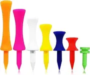 70 Pcs Golf Tees, Golf Step Down Plastic Tees Value Multiple Colors Size Bulk, Unbreakable Tee 1", 1 1/4", 1 1/2", 1 3/4", 2", 2 1/4", 2 3/4", Long Short 7 Colors for Men Women Kids Practice