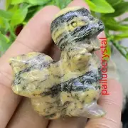 1pc Natural Tiger Grain Stone Fire Dragon Quartz Crystal Skull Figurines Gem 2"