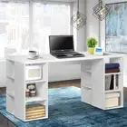 Computer Desk 3 Level Storage Table Organiser Shelf Home Office Study White