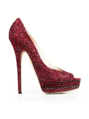 Burgundy Crystal Embellished Heels
