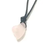 Rose Quartz Gemstone Crystal Heart Aromatherapy Diffuser Pendant Cord Necklace
