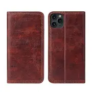 For iPhone 11 Pro Max Case PU Leather Wallet Protective Cover Kickstand Brown