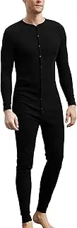 [COLORFULLEAF] Men's Cotton Thermal Underwear Union Suits Henley Onesies Base Layer