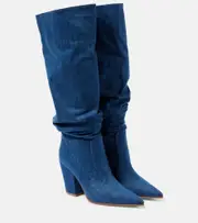 [Gianvito Rossi] Gianvito Rossi Keinna 85 denim over-the-knee boots AU 9 blue