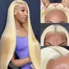 Honey Blonde 613 HD 200% 13x6 Straight Lace Frontal Human Hair Wigs 30 32Inches