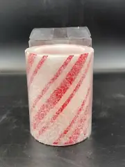 NEW FARMHOUSE CHRISTMAS CANDY CANE GLITTERED TIMER CANDLE 4”x3”