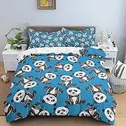 Cartoon Panda Bedding Sets Animal Duvet Cover Bedclothes Quilt Cover for Kids Bedding,02,Super King(240x270cm)