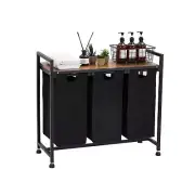 Laundry Hamper, 3 X 36L Laundry Bags & 2 Tier Adjustable Storage Shelf, Pull-...