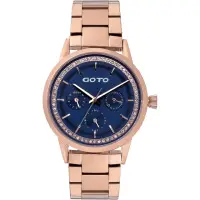 在飛比找momo購物網優惠-【GOTO】閃亮晶鑽三眼精品時尚手錶-IP玫x藍(GS006