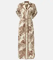 [Alemais] Alémais Vinnie printed satin shirt dress UK 14 brown