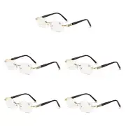 5 PK Mens Rimless Reading Glasses Anti Blue Light Blocking Brass Frame Readers