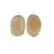 Wholesale Collection Agate Slice Gold Electroplated DIY Earring Pair Connectors