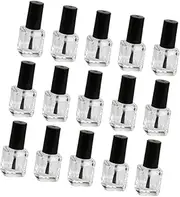 Beavorty 15Pcs Glass Nail Bottles Brush Black Nail Bottle Chic Nail Container Portable Easy to Carry for DIY