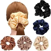 6 Pcs Large Hair Scrunchies， Silk Scrunchies Teacher Appreciation Her Women Satin Elastic Soft Hair Ties Scrunchy Hair Bands