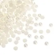 300pcs Flatback Pearls 8mm ABS Plastic Half Round Dome Pearls, Beige