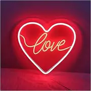 Hanging Art Neon Signs Heart Neon Sign Wall Hanging Light for Wedding Bedroom Home Party - Powered Valentine's Day Decor(B)
