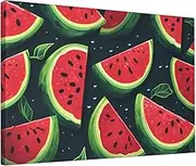 JHLMN Wall Art For Living Room Canvas Artwork Paintings Red Watermelon Wall Decorations Poster Vintage Wall Art Prints Decor For Bedroom Bathroom Home Office Wall Decor 12 X 18 Inch