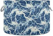 Yoogain Lightning Bolts Blue White storage basket and waterproof fabric storage baskets bins with sturdy handle tub set linen for kitchen house clothing
