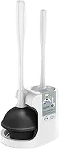 MR.SIGA Toilet Plunger and Bowl Brush Combo for Bathroom Cleaning, White, 1 Set