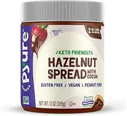 Pyure Organic Hazelnut Spread with Cocoa, Keto Friendly, 2 Net Carbs, No Palm Oil, Peanut Free, 90% Less Sugar Than The Market Leading Brand, 13 Oz