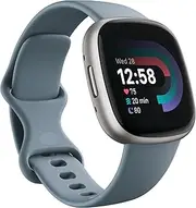 Fitbit Versa 4 Fitness Smartwatch with Built-in GPS and up to 6 Days Battery Life - Compatible with Android and iOS, Waterfall Blue/Platinum