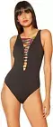 Bleu Rod Beattie 277282 Women Jungle Book Knotted Plunge One-Piece Black 4