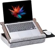 Vigo Wood Laptop Tray - Cushioned Lap Desk, Adjustable Stand for Sofa and Bed, Table With Walnut Finish