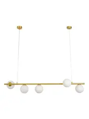 Helix 5 Light Bar Pendant in Brass with Frosted Opal Glass