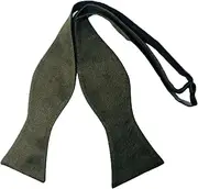 [King & Priory] Luxury Dark Olive Green Suede Self-Tie Bow Tie, Green