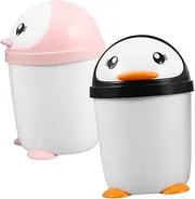 UTHCLO 2pcs Desktop Trash Can Small Trash Can Table Garbage Bin Desktop Garbage Bin Penguin Wastebasket Mini Waste Basket Waste Paper Basket Plastic Table Wastebasket Pp