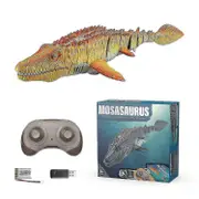 100% New,remote Control Mosasaurus Water Pool Toys For Kids, 2x500mah Rc Boat Dinosaur 1:18 High Sim orange