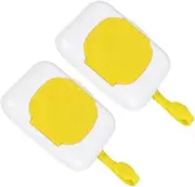 FIXOSHEE 2Pcs Portable Wipes Dispenser Lightweight Wet Wipes Holder Moisture Sealed Tissue Storage Box for Home Nursery Travel Yellow Design